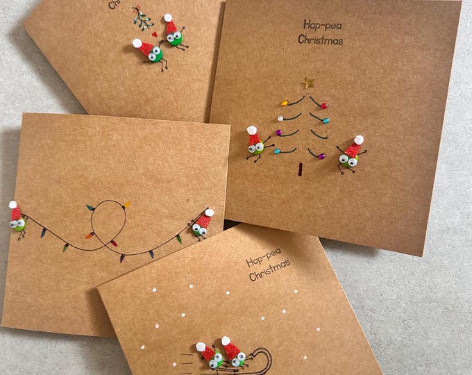 Christmas card pack. Hap-pea Christmas