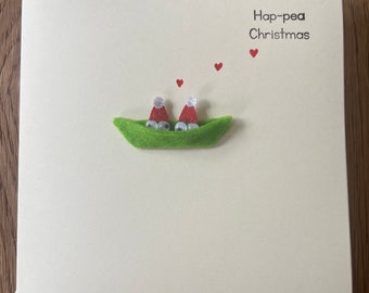 Peas in a pod. Christmas Love card. Hap-pea Christmas