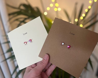 Love heart cards .Handmade button card.