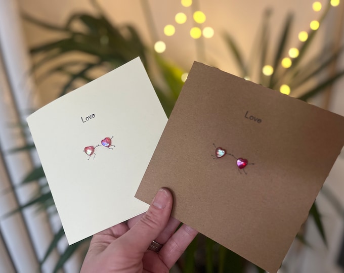 Love heart cards .Handmade button card.
