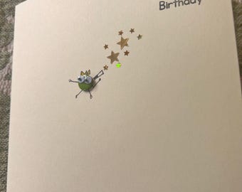 Hap-pea Birthday. Handmade pea button cards