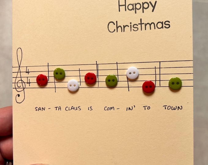 Santa Claus is coming to town  . Handmade Festive card .