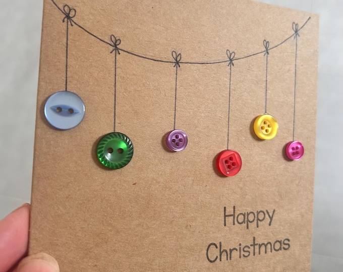 Christmas   Baubles button card. festive fun