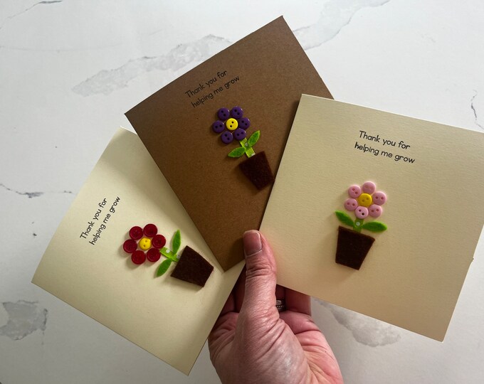 Thank you for helping me grow. Plant pot card.