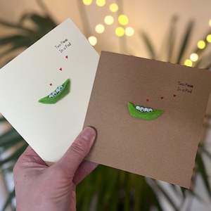 Two Peas in a Pod. Love card, friendship card. Handmade button card.