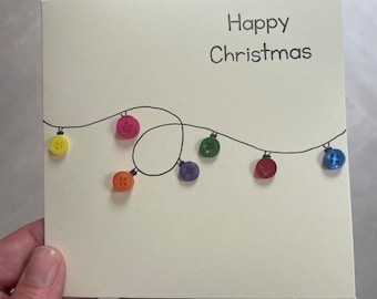 Handmade Christmas Button Fairy Light Card