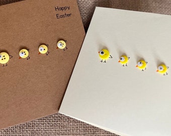 Easter chicks greeting cards. Family of chicks. On kraft brown or cream  card.  Sold individually.