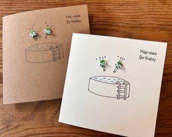 Diving Pair of Peas Card. Hap-pea Birthday Card.