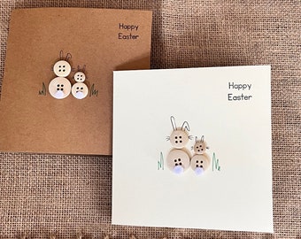 Easter bunnies. greeting cards. On kraft brown or cream  card.  Sold individually.