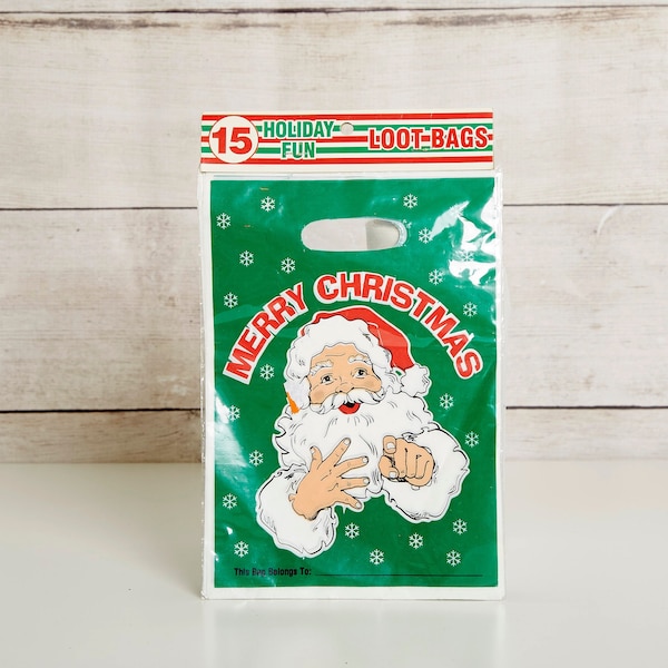 Vintage Santa Christmas Loot Bags - Goody Bags -Gift Party Favor Bags Christmas Birthday December