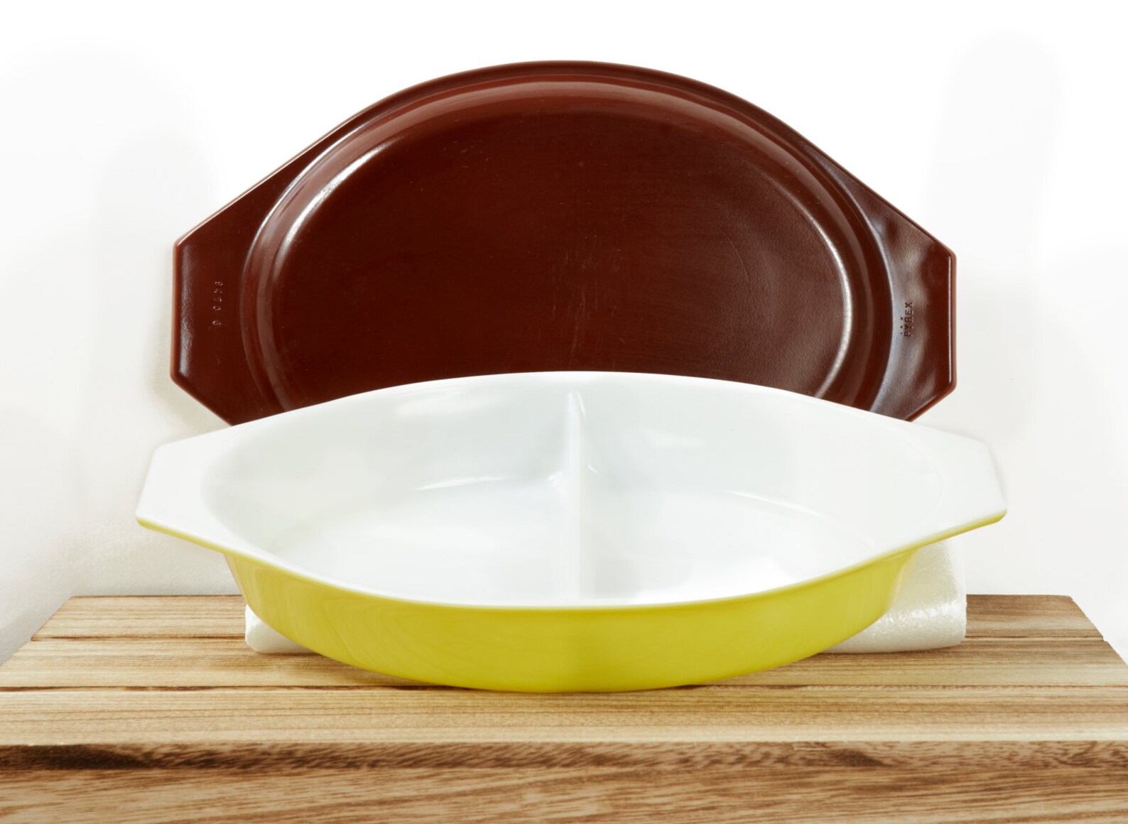 Vintage Pyrex Divided Casserole Dish 1.5 Qt. Yellow Rust Brown Etsy