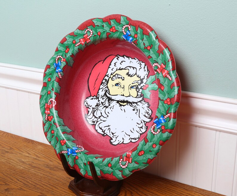 Vintage Christmas Santa Plastic BowlVintage Large Snack Etsy