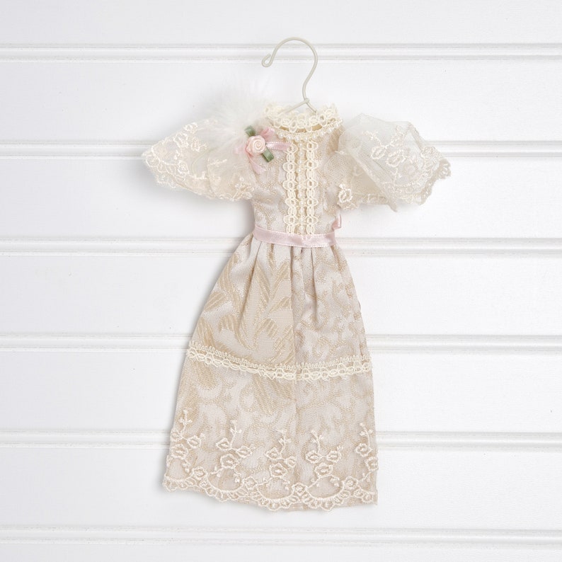 Vintage Ornaments 2 Lace Doll Dresses on Mini Hangers Mom and Me