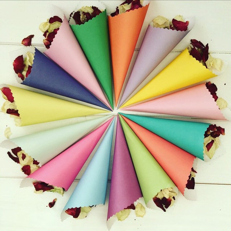 Rainbow Confetti Cones Wedding Cones Paper Cones Flower Etsy UK