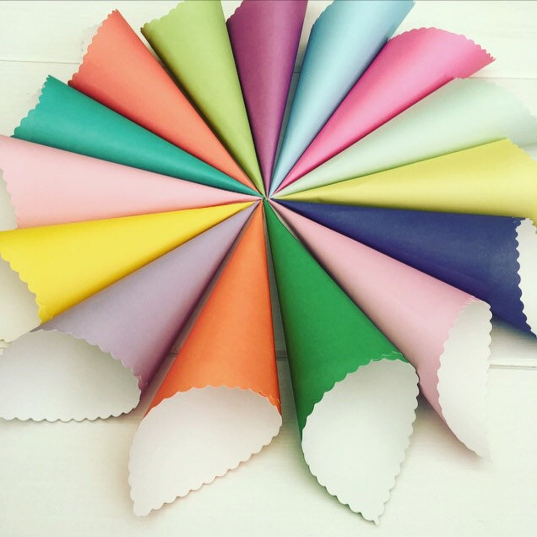 Rainbow Confetti Cones, Wedding Cones, Paper Cones, Flower Cones, Petal
