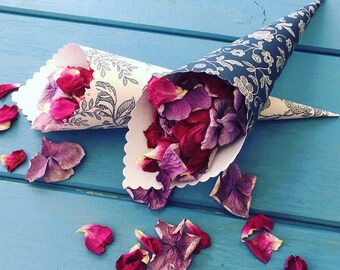 Confetti Cones, Wedding Cones, Paper Cones, Petal Cones, Flower Cones, Sweet Cones, Wedding Confetti, Flower Toss (Parisienne Blue)