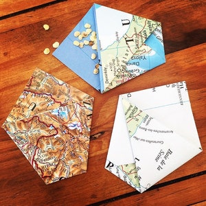 Map Seed Envelopes, Small Envelopes, Seed Packets, Wedding Envelopes, Favour Envelopes, Mini Envelopes,  Travel Envelopes, Travel Wedding