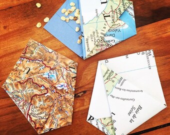 Map Seed Envelopes, Small Envelopes, Seed Packets, Wedding Envelopes, Favour Envelopes, Mini Envelopes,  Travel Envelopes, Travel Wedding