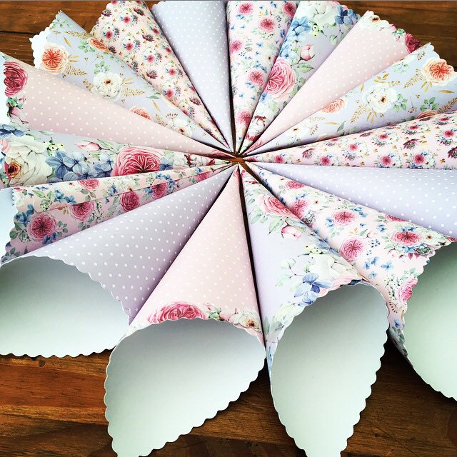 Spring Flowers Confetti Cones Wedding Cones Paper Cones Etsy
