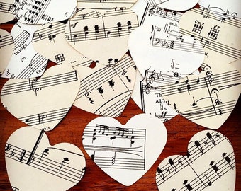 50 x 2" Sheet Music Confetti | Piano Music, Heart Confetti, Table Confetti, Wedding Confetti, Table Scatters, Musical Wedding, Musical Party