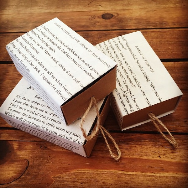 CHOOSE BOOK, Book Page Boxes, Literary Wedding, Literary Party, Literary Gifts, Rustic Favour Boxes, Kraft Favour Boxes, Wedding Favours