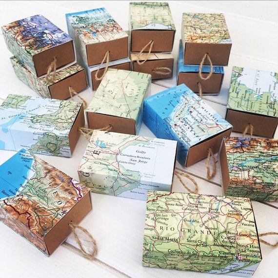 World Map Favour Boxes Travel Boxes Favour Matchboxes Etsy