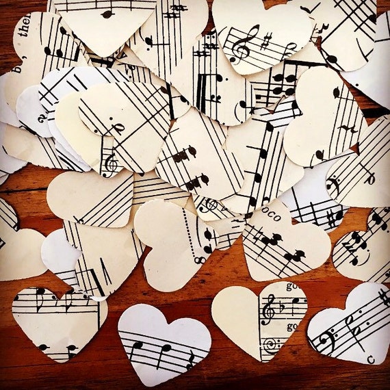 200 Piece Vintage Music Hearts Confetti Wedding Table Scatter Music Theme Party Song Book Pages Confetti Decoration