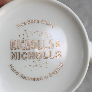 Gold feather print mug, fine bone china porcelain mug, gift for coffee lover, gift for her image 6