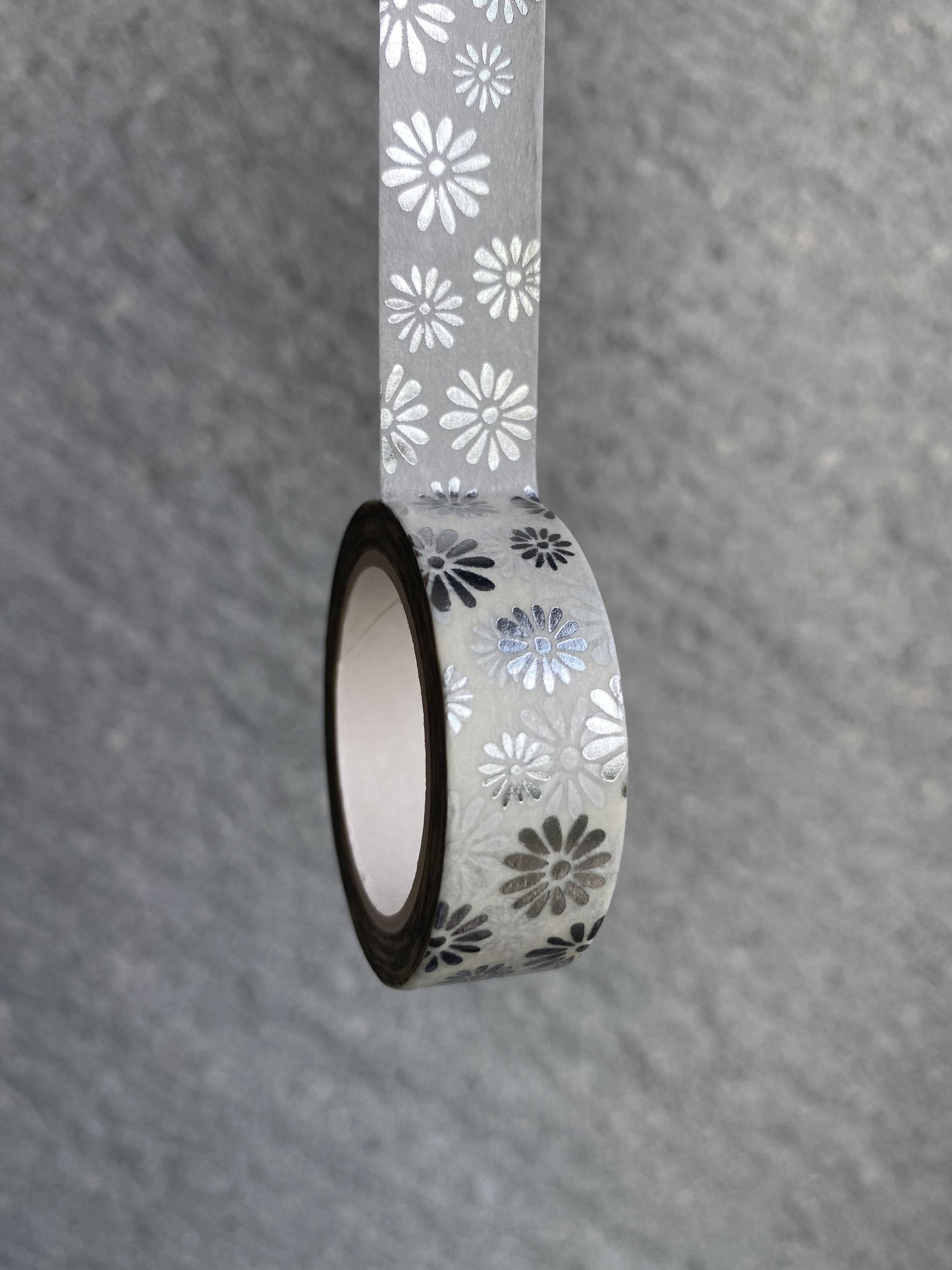 Silver Daisy Pattern Washi Tape Eco Friendly Tape Masking Etsy