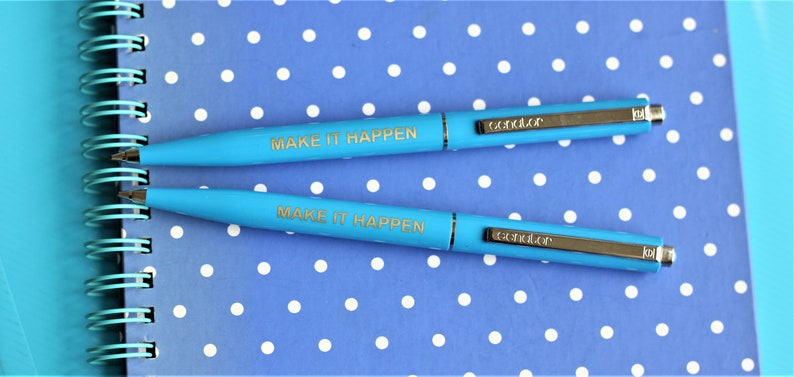 thinking of you good luck gift Make It Happen light blue pen motivational pen new job gift
