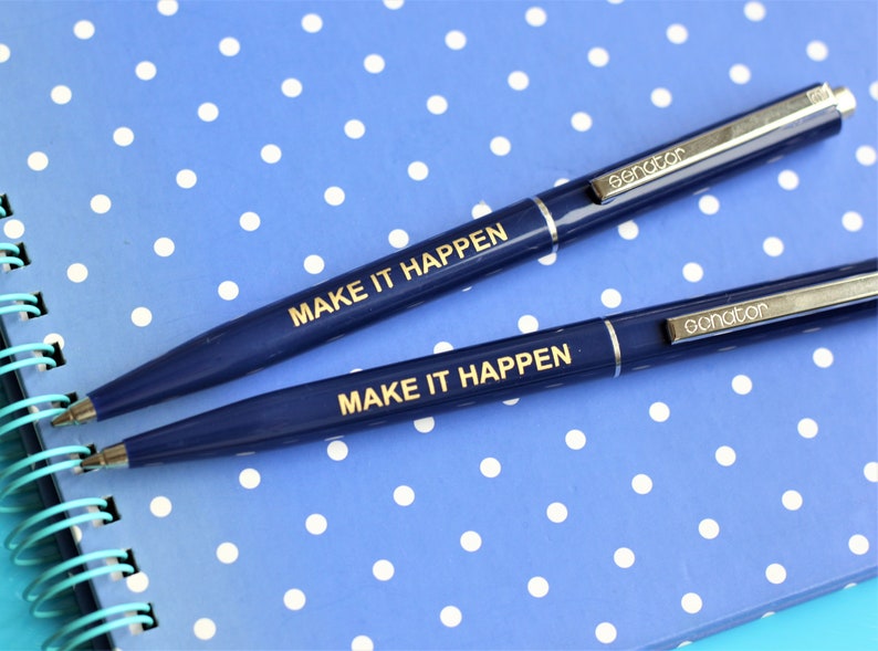 motivational pen thinking of you Make It Happen dark blue pen good luck gift new job gift