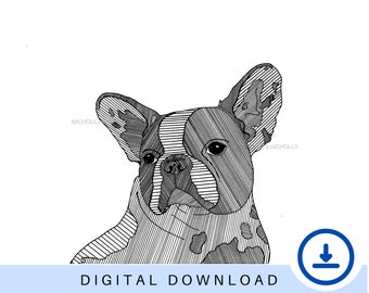 French bulldog Frenchie  dog print *DIGITAL DOWNLOAD* artwork