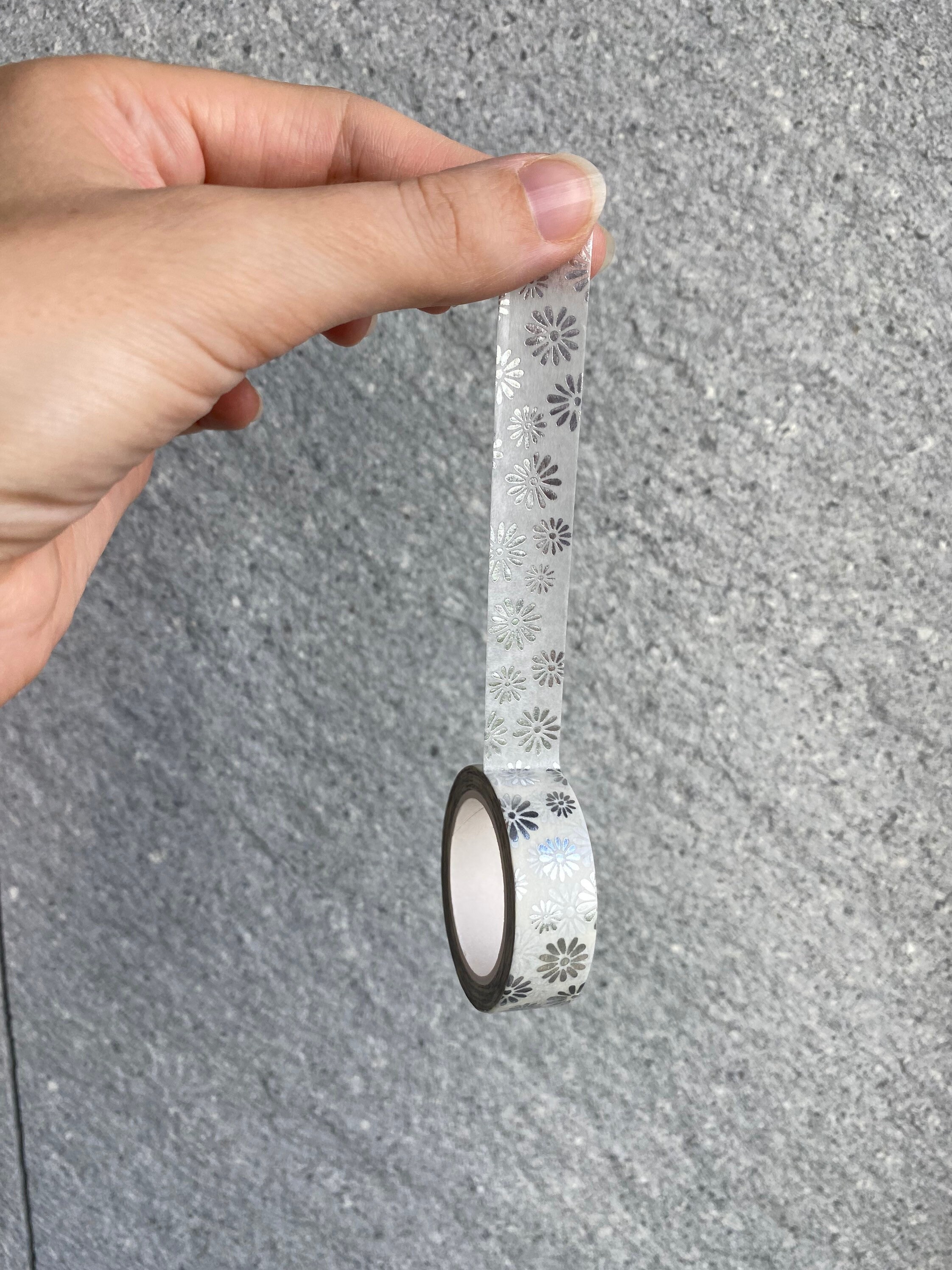 Silver Daisy Pattern Washi Tape Eco Friendly Tape Masking Etsy