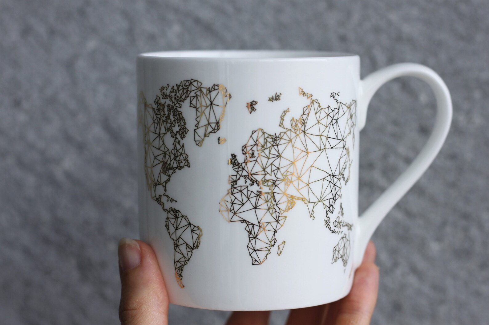 World Map Mug Travel Lover Gift Gold Leaf Mug Porcelain Etsy