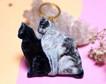 Custom Pet Keychain | Pet Memorial Keychain | Cat Keyring | Handpainted Clay Keychain | Custom Polymer Clay Keychain