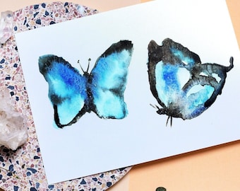 Blue Butterfly Wall Art | Watercolor Butterfly Print | Blue Morpho Art Poster | Life is Strange Fanart Illustration