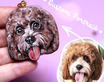 Custom Pet Portrait Keychain | Handpainted Polymer Clay Pet Memorial