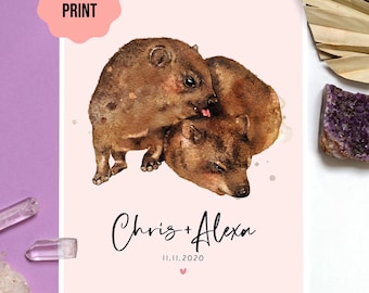 Personalized Hyrax Couple Print | Funny Anniversary Gift