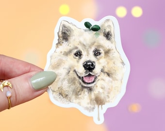 Samoyed Sticker | Fluffy Samoyed Vinyl Sticker | Dog Mom Sticker | White Dog Laptop Decal