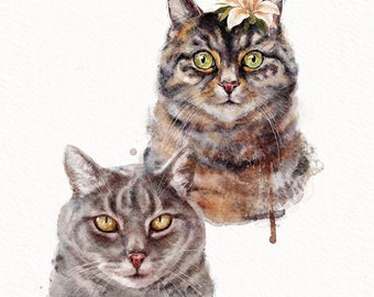 Watercolor Pet Portrait DIGITAL | Custom Pet Commission | Personalized Gift For Pet Lover | Pet Memorial