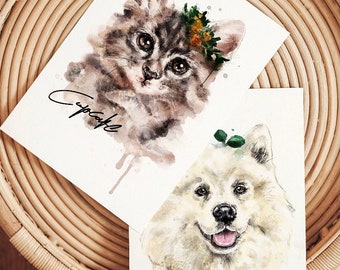 Custom Pet Commission | Watercolor Pet Portrait DIGITAL | Personalized Gift for Pet Lover | Pet Memorial | Pet Parent Gift