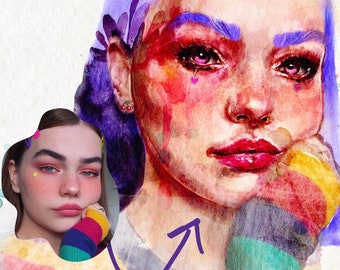 Personalisiertes Digitales Aquarell Porträt | Digital Charakter Commission | Personalisiertes Porträt von Foto | Fan Art Commission