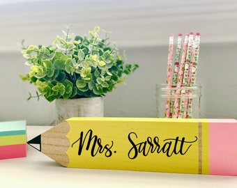 Teacher Pencil | Personalized Teacher Gifts | Teacher Pencil Sign | Teacher Name Plate