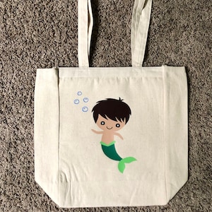 MERMAN TOTE, Merman Bag, Merman Lover, Merman Beach Bag, Merman Reusable Bag, Merman Shopping Bag, Merman Gift, Merman Present