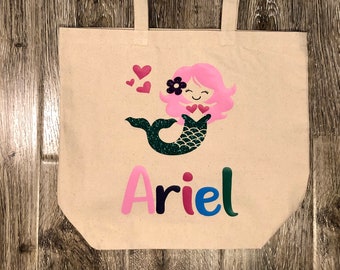 MERMAID TOTE, Mermaid Bag, Mermaid Lover, Mermaid Beach Bag, Mermaid Reusable Bag, Mermaid Shopping Bag, Mermaid Gift, Mermaid Present