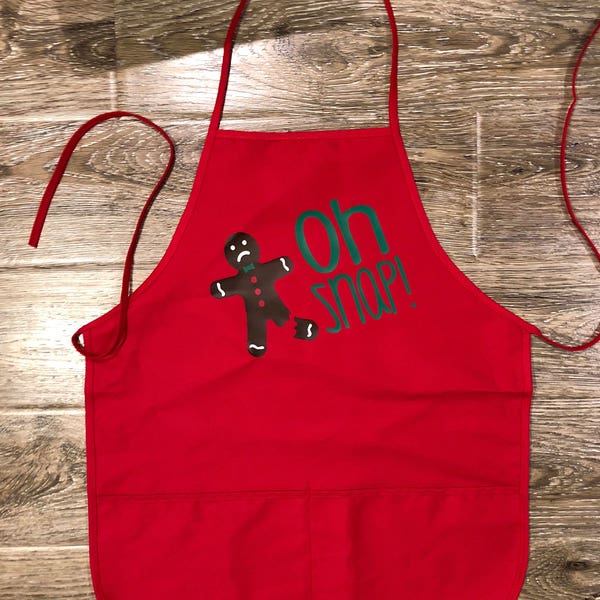 CHRISTMAS APRON, Cookie Baking Apron, Oh Snap Apron, Funny Christmas Apron, Gingerbread Apron, Kids Christmas Apron, Cute Christmas Apron