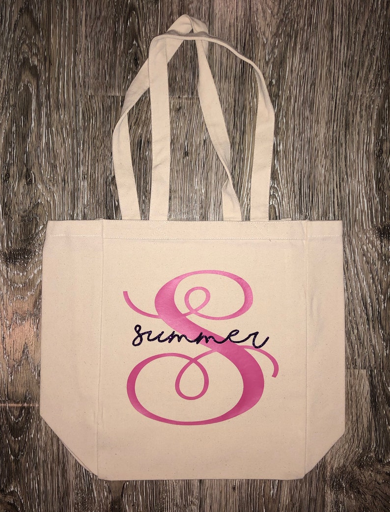 MONOGRAM TOTE Gift For Mom Personalize Tote Teachers Appreciation Cute Tote Monogram Bag Shopping Bag Teachers Gift Mothers Day Gift