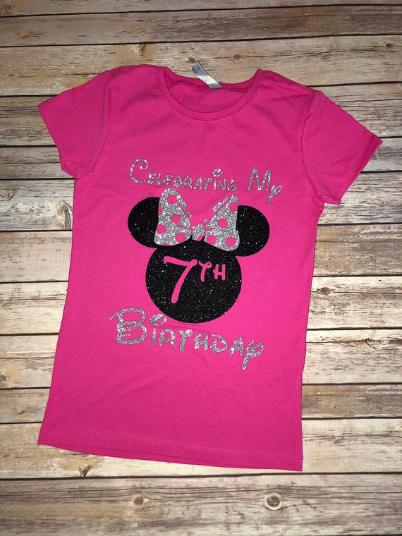 Girls Minnie Mouse Be Happy T-Shirt Glitter Purple