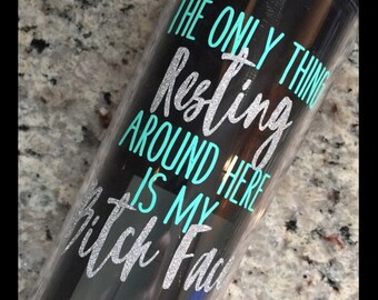 RESTING BITCH FACE 16 oz. Water Tumbler, Water Bottle, Sports Bottle, Drinking Bottle With Water Tracker, Gift For Her, Rbf Water Bottle
