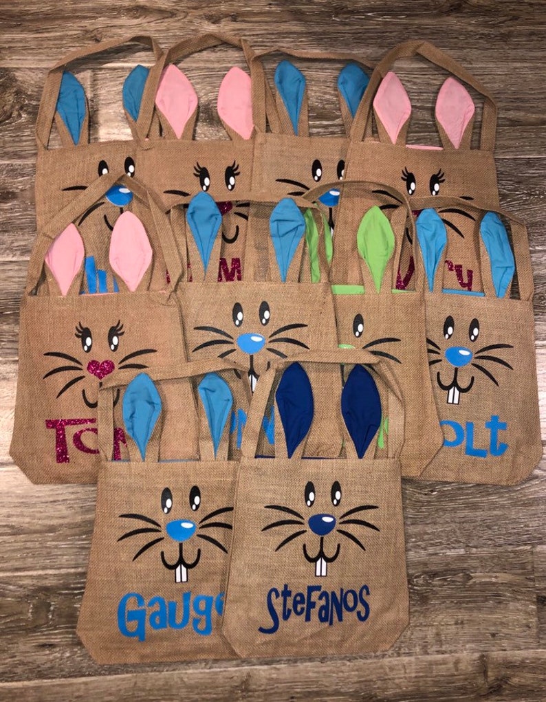 BURLAP BUNNY BAGS Burlap Easter Bunny Bags Easter Baskets Etsy